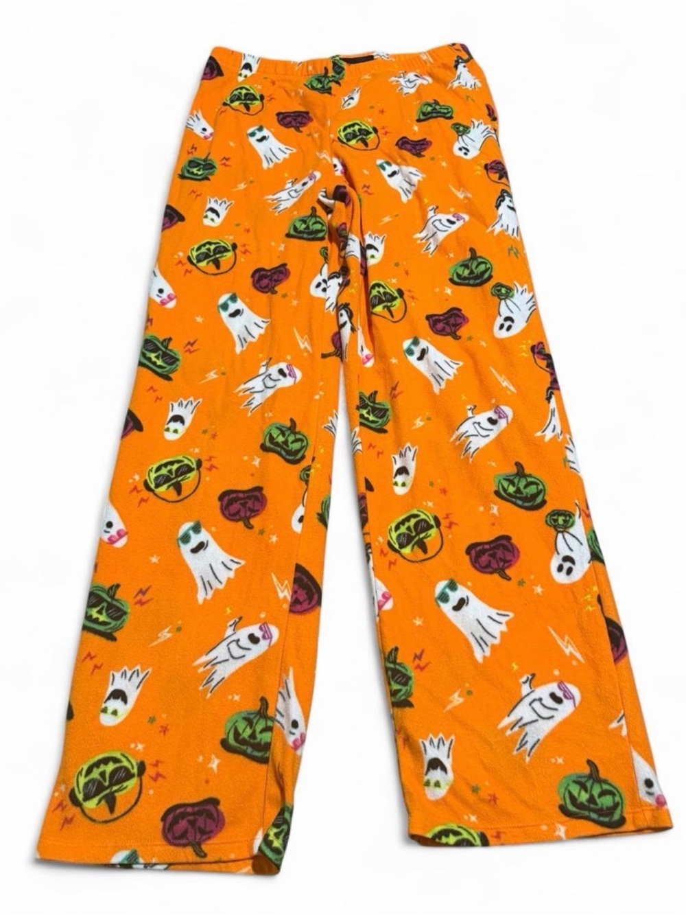 Halloween Ghost & Pumpkin Women's Pajama Pants - Orange